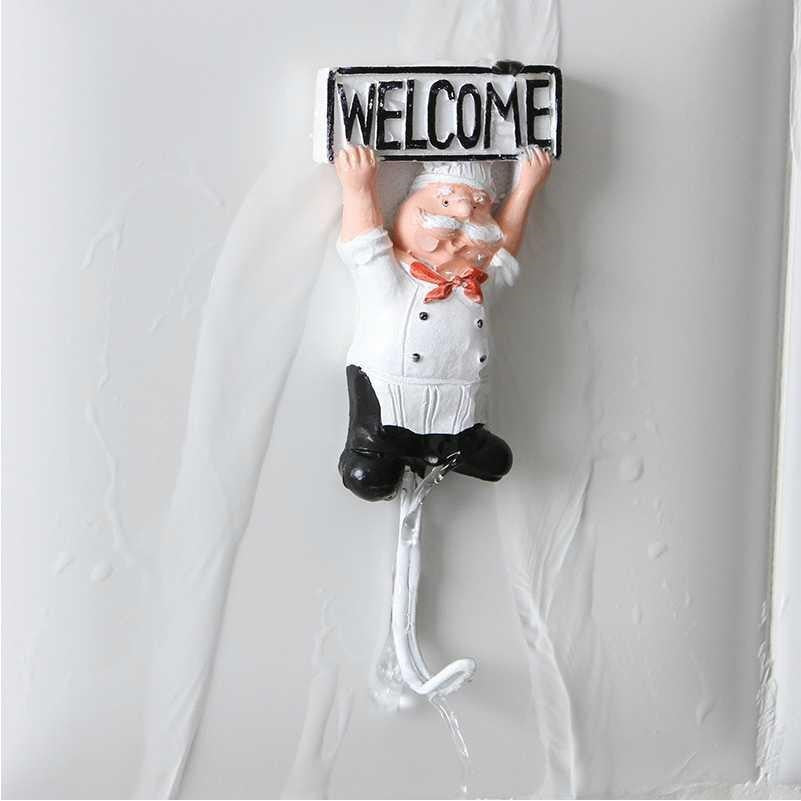 4PCS Cartoon Chef Stainless Steel Wall Hooks for Kitchen