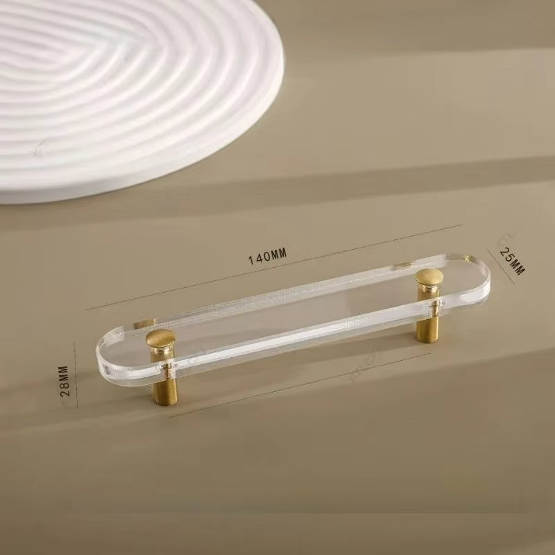 Transparent Acrylic and Brass Gold Cabinet Handles