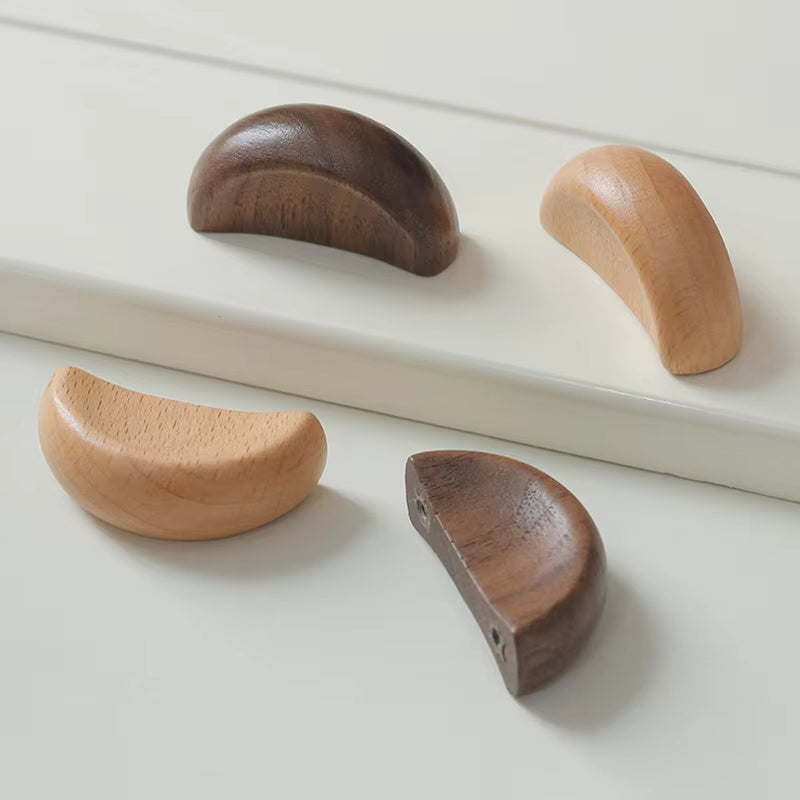 Modern Wooden Cabinet Handles Simple Solid Wood Wardrobe Pulls
