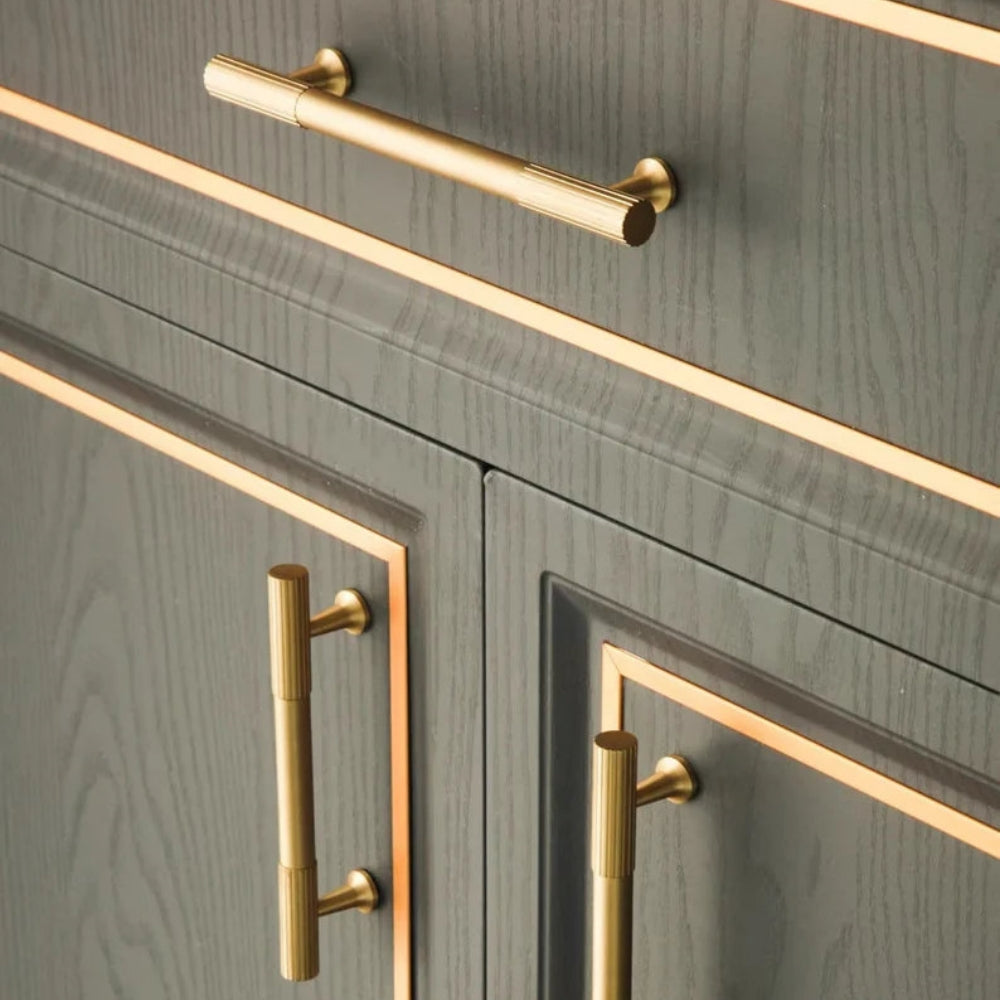 Gold Polished Finish Lines Style Cabinet T Bar Handle
