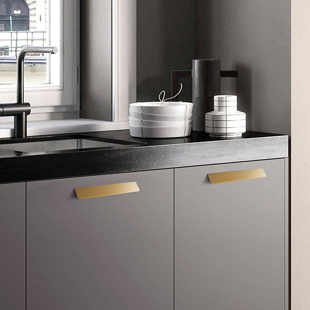 Brushed Gold Modern Invisible Cabinet Edge Pulls for Drawers