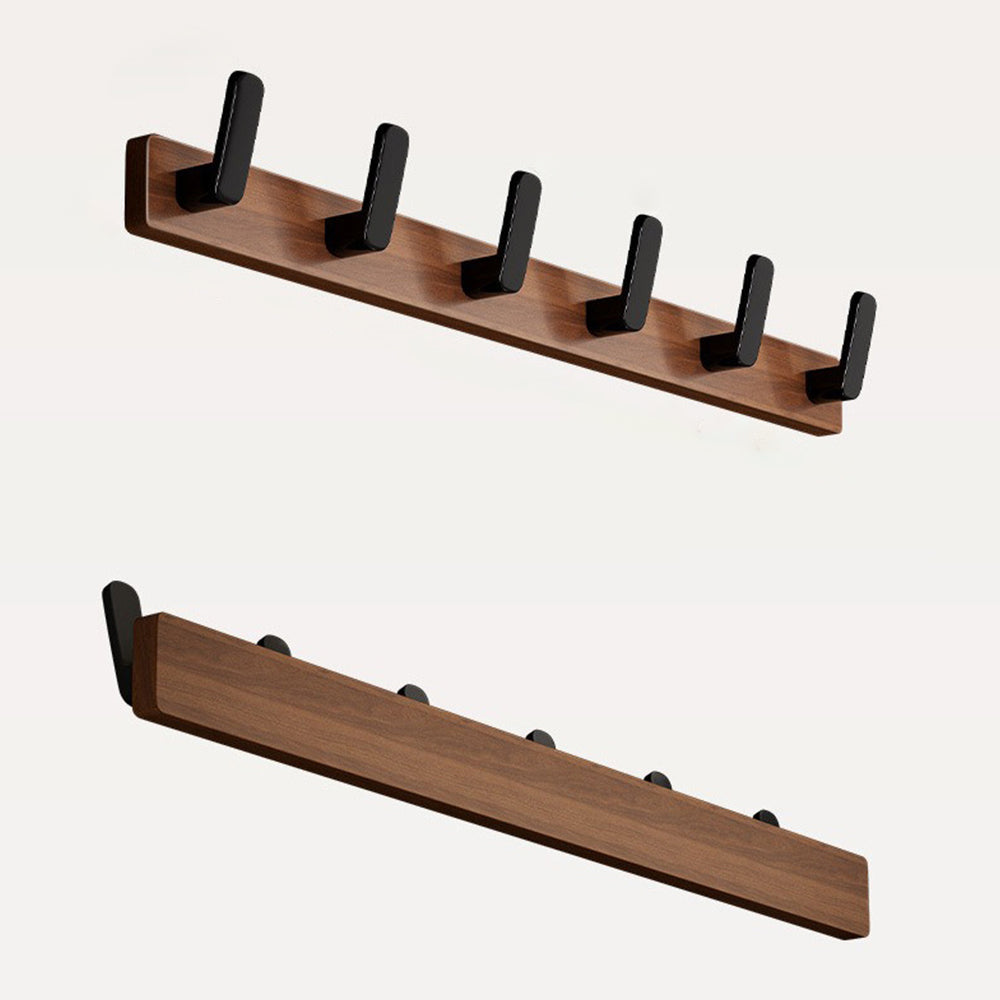 Walnut & Black Wall Mounted Hook Rail