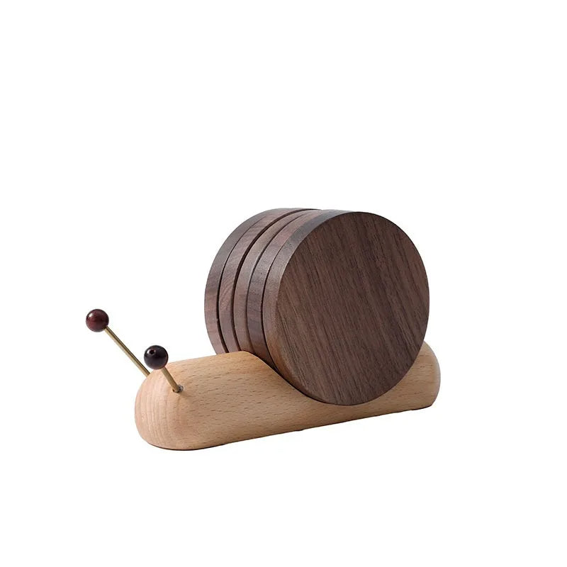 1 Set Wood Cup Mat Snail Shaped Tea Coaster
