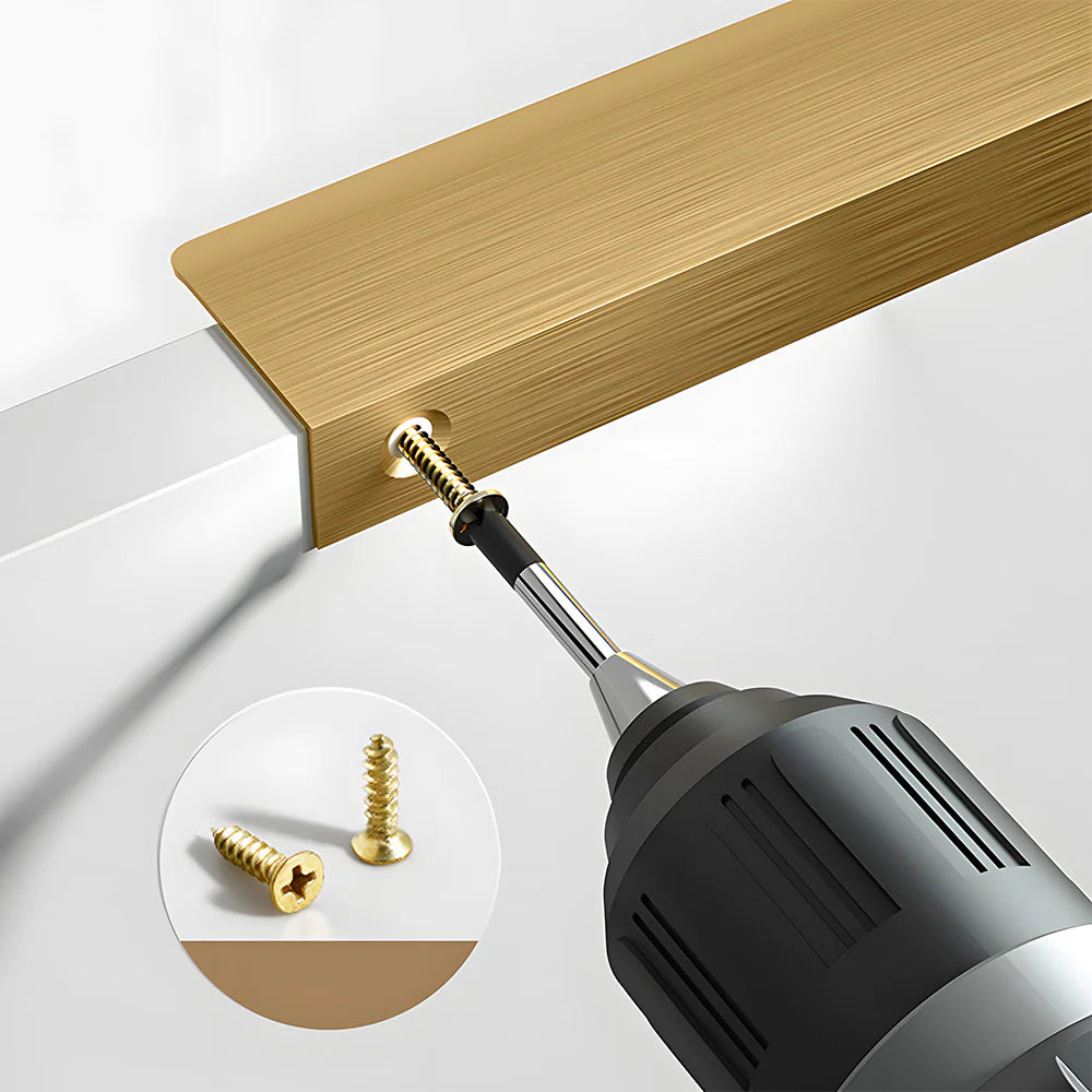 Brushed Gold Cabinet Drawer Edge Pulls