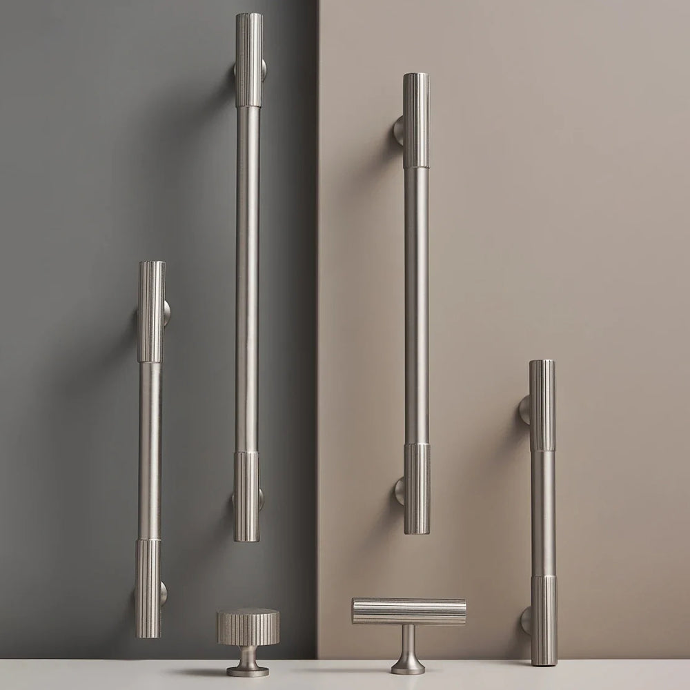 Solid Brass Silver Nickel Vertical Lines Linear Kitchen Cabinet Drawer Handles Pull