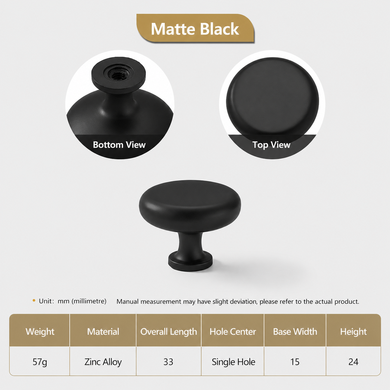 Modern Matte Black Zinc Alloy Kitchen Cabinet Handles