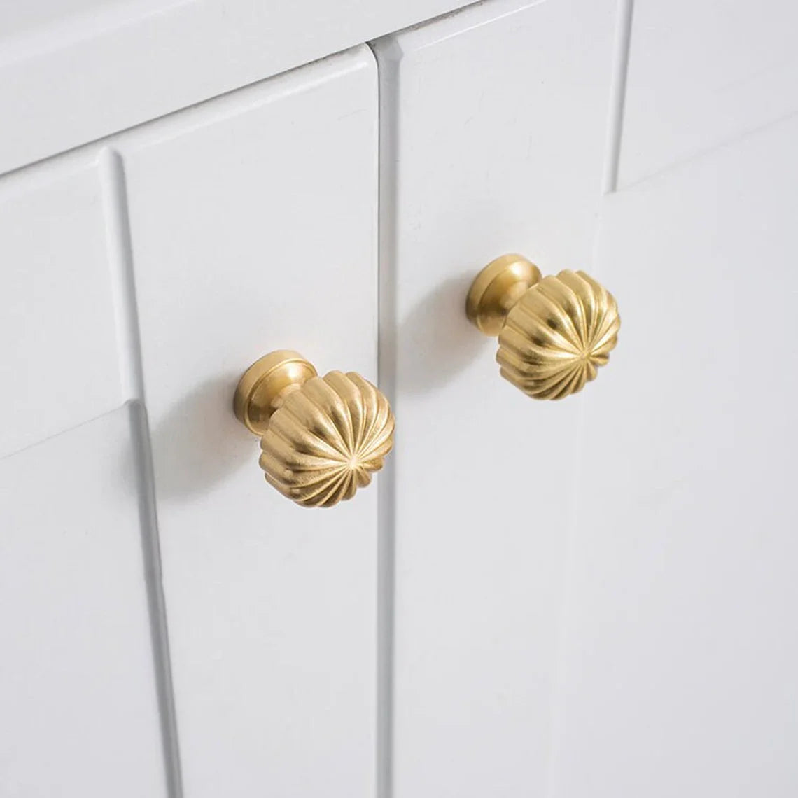 Gold Solid Brass Pumpkin Shape Kitchen Cabinet Knobs