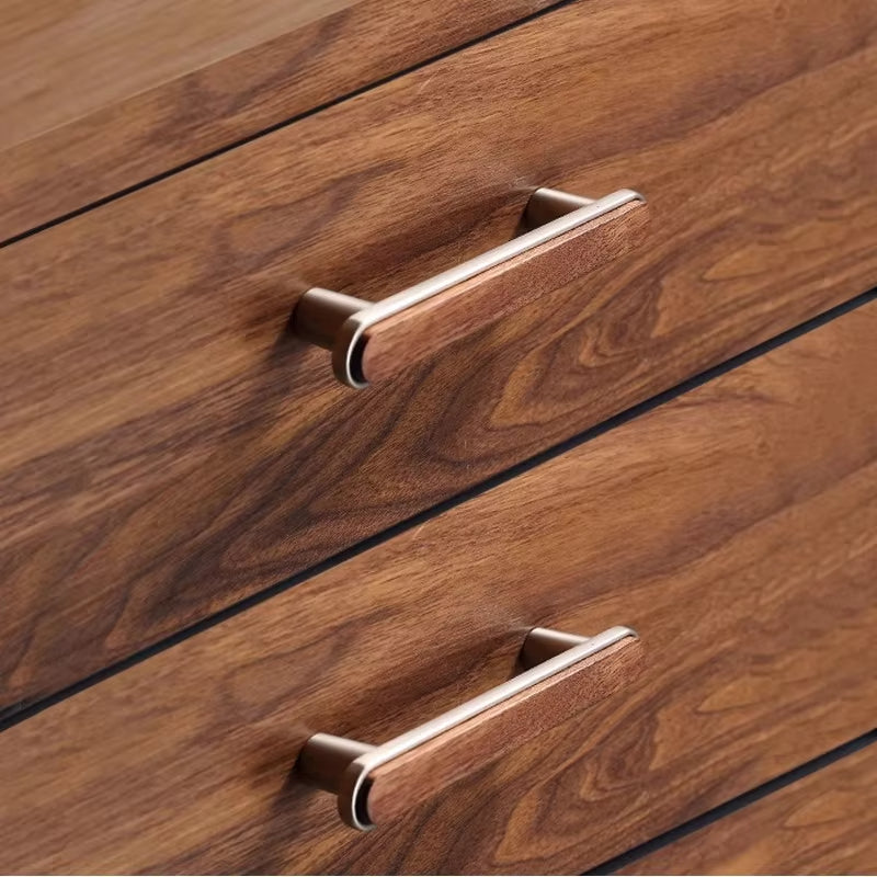 Matte Brushed Walnut Cabinet Handles and Zinc Alloy Drawer Pulls