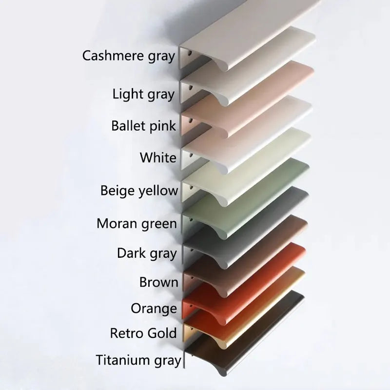 Colorful Invisible Edge Pull Handles Aluminum Drawer Wardrobe Pulls