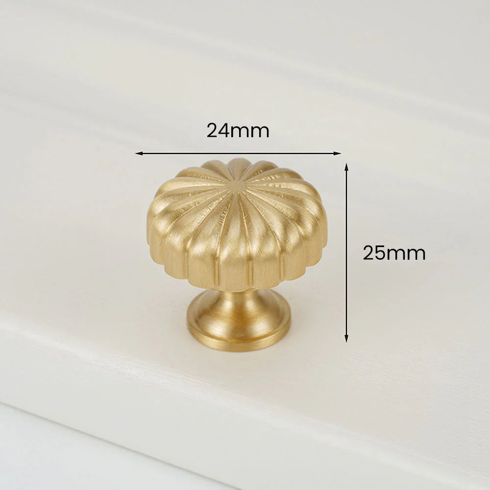 Gold Solid Brass Pumpkin Shape Kitchen Cabinet Knobs