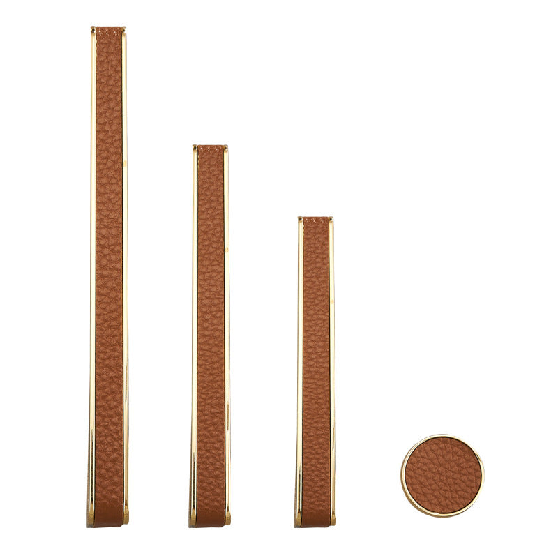 Leather Zinc Alloy Cabinet Handles Modern Wardrobe Drawer Pulls