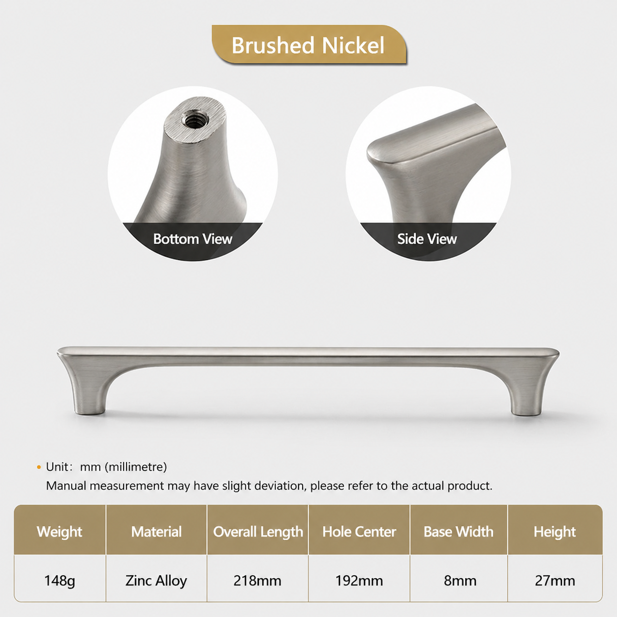 Modern Brushed Nickel Zinc Kitchen Cabinet Cupboard Handles