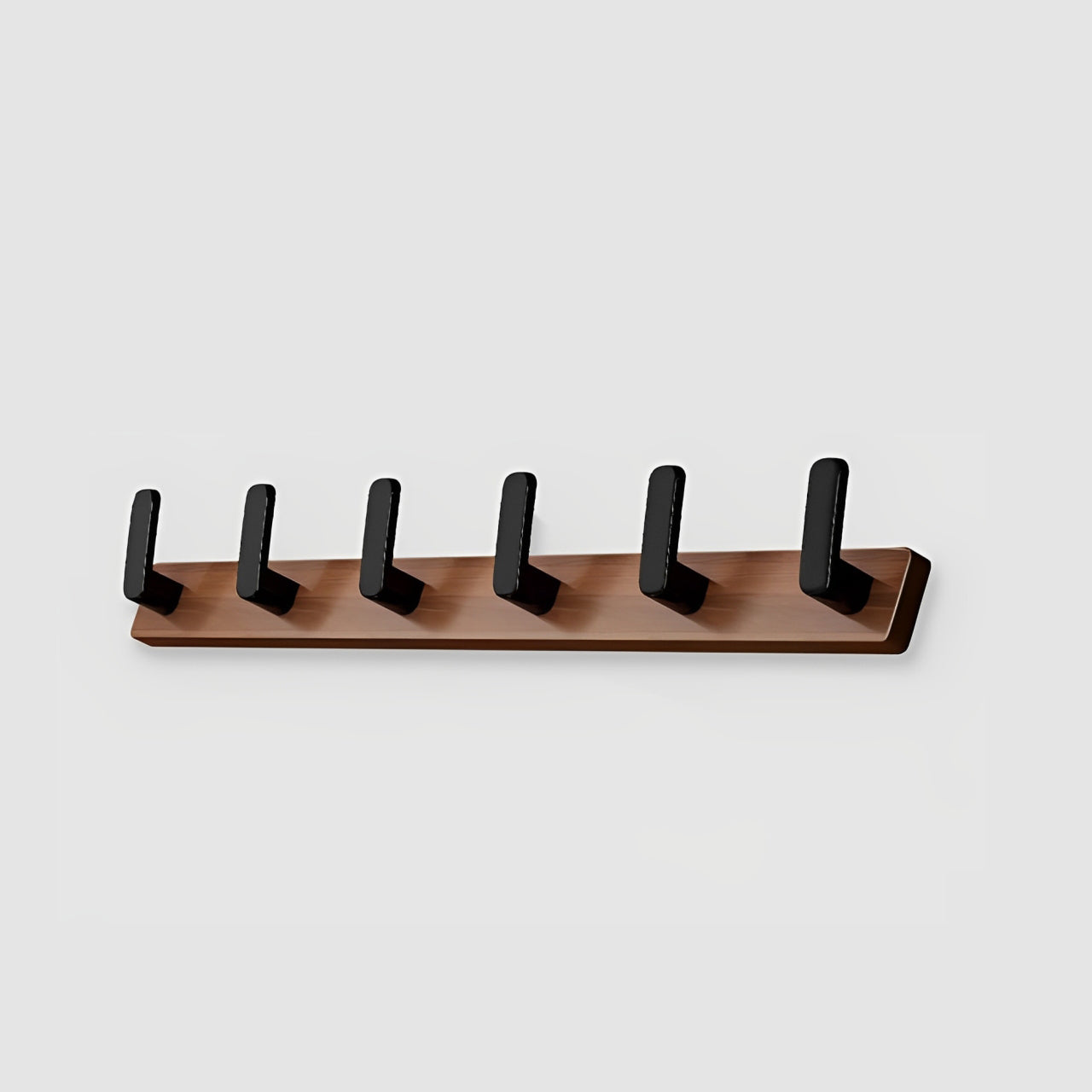 Walnut & Black Wall Mounted Hook Rail