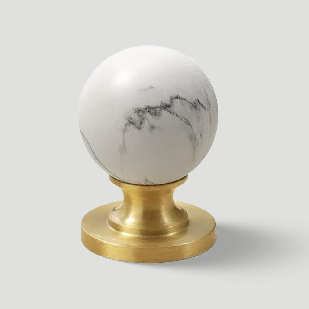 Vintage White Marble Ball Walnut Cabinet Knobs