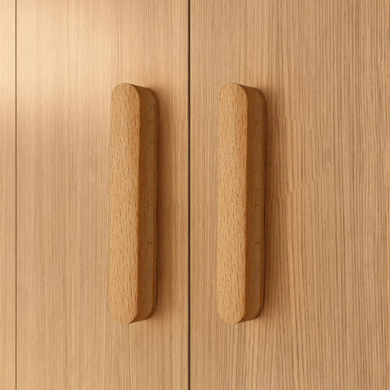 Beech Wooden Cabinet Door Handles Wardrobe Drawer Pulls