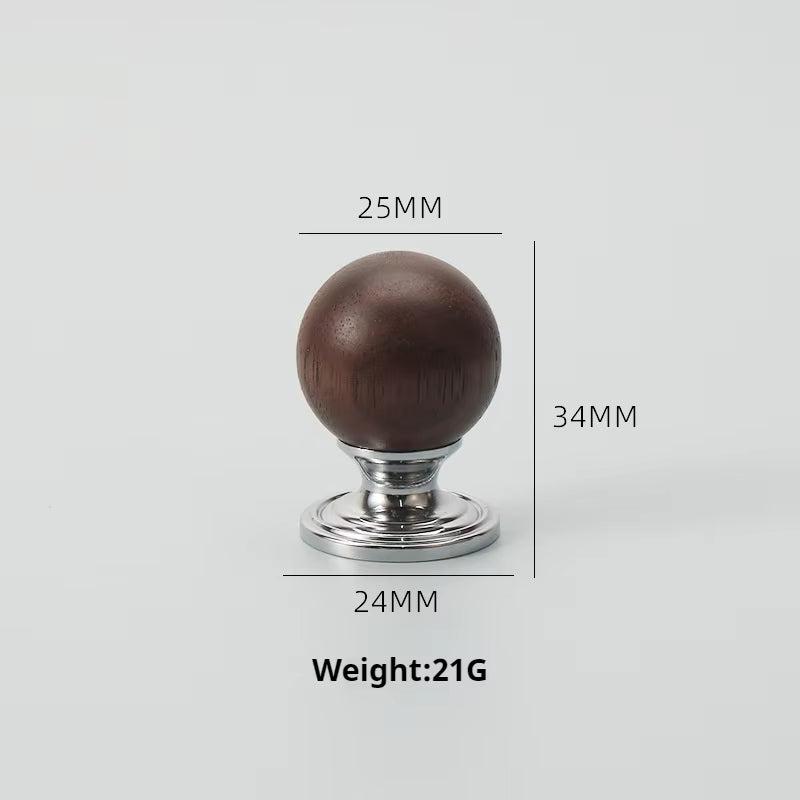 Nordic Chromium-plated Brass Walnut Cabinet Handles and Drawer Pulls