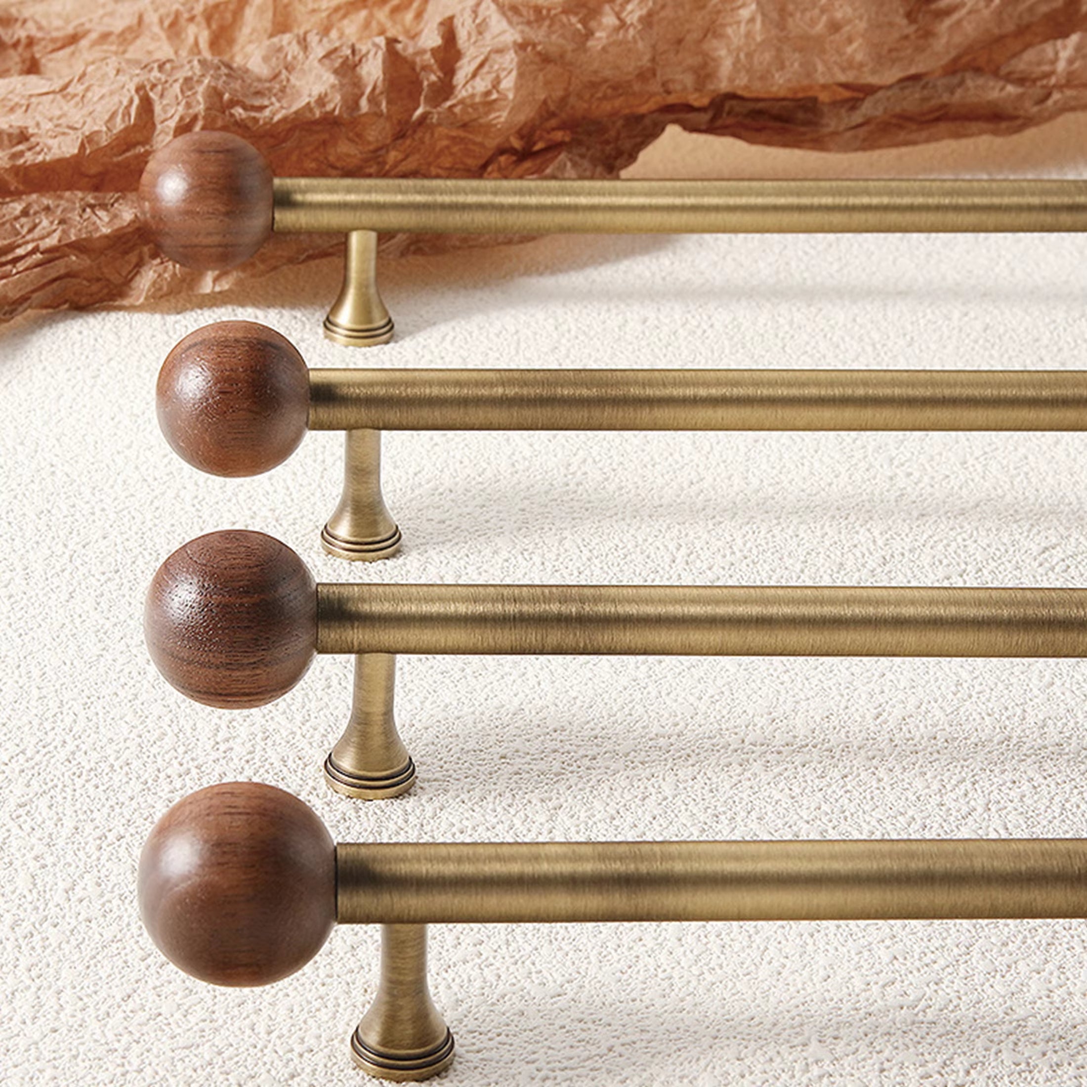 Nordic Brass Walnut Handles for Wooden Furniture and Kitchen Cabinets