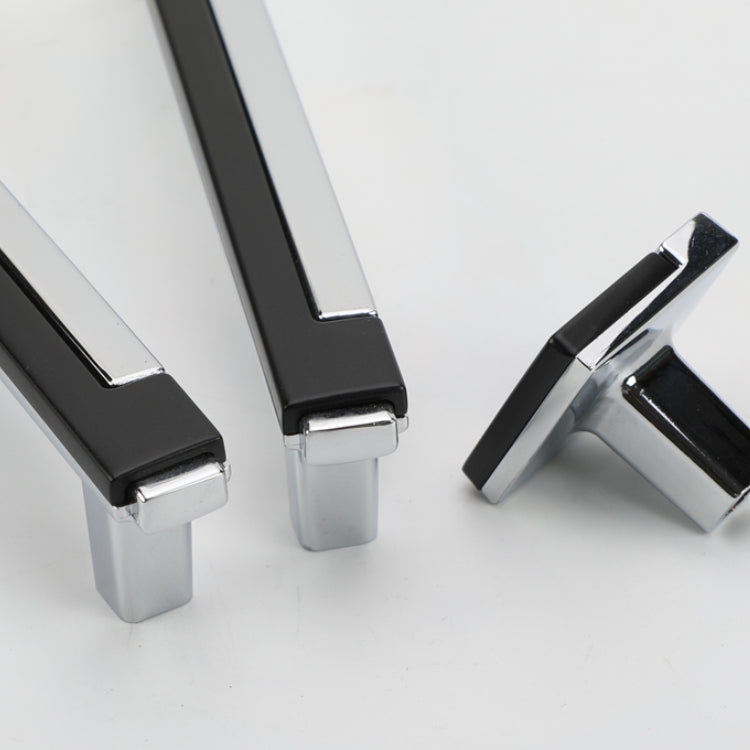 Black & Chrome Zinc Alloy Square Kitchen Cupboard Handles