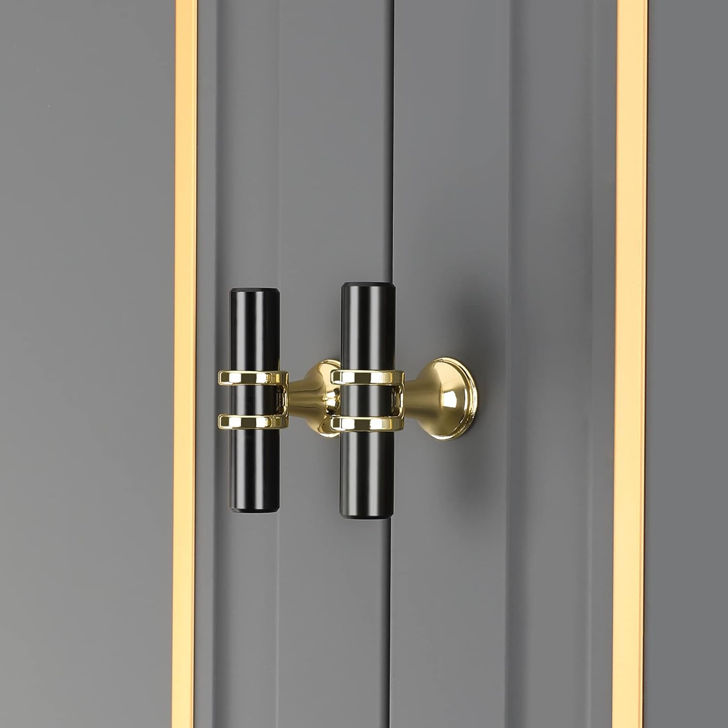 6 Pack Black Gold Zinc Alloy Kitchen Bar Handles For Cabinets