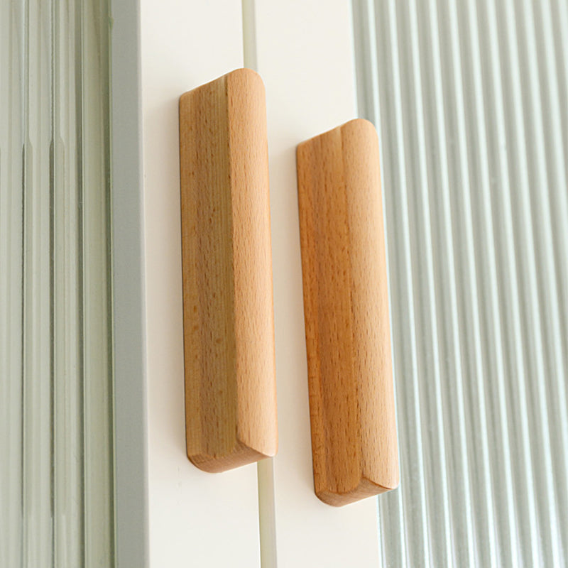 Beech Wooden Cabinet Door Handles Wardrobe Drawer Pulls