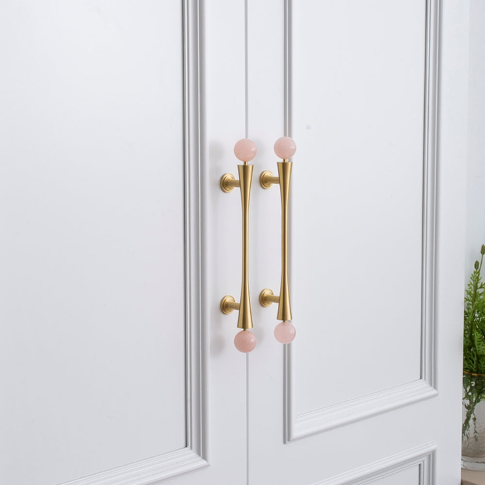 Luxury Pink Crystal Brass Wardrobe Cabinet Pull