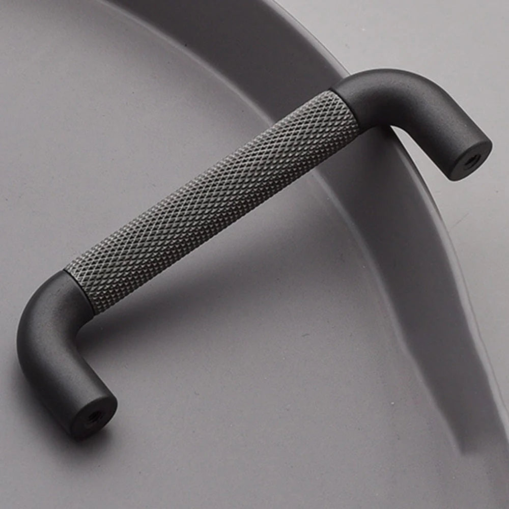 Matt Grey Finish Knurled Design Kitchen Cupboard Door Bar Handles