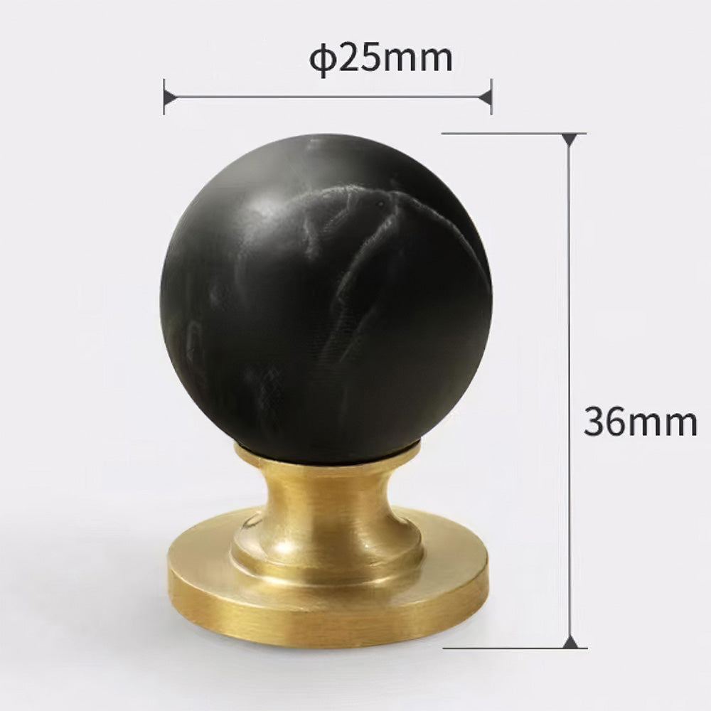 Retro Black Marble Ball Walnut Wood Cabinet Knobs