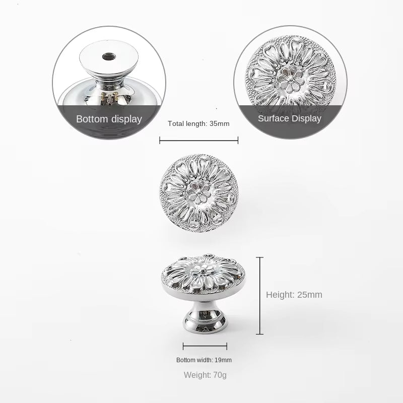 Polished Silver Cabinet Handles and Knobs French Luxury Door Pulls