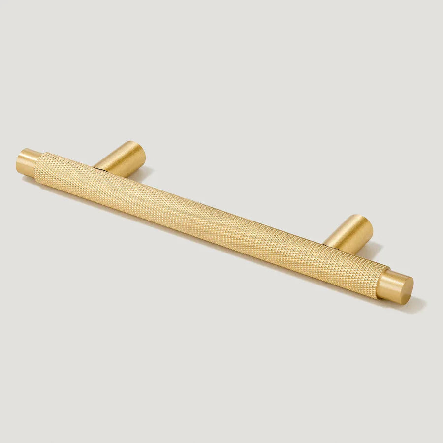 Gold Knurled T Bar Cabinet Handle Solid Brass