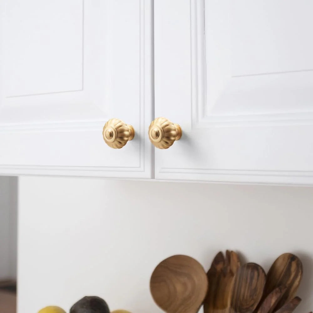 Gold Solid Brass Pumpkin Shape Kitchen Cabinet Knobs