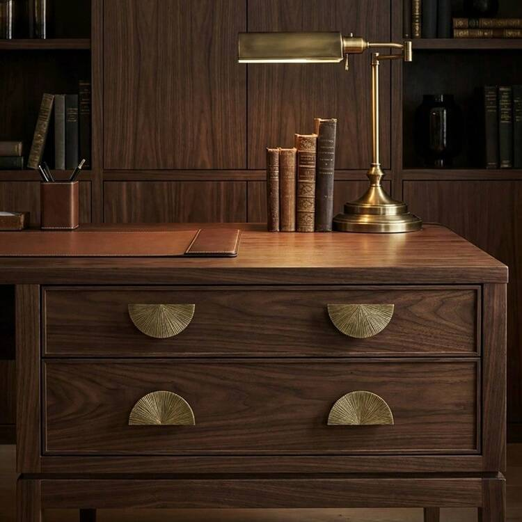 Antique Brass Semi Circle Textured Cabinet Handles