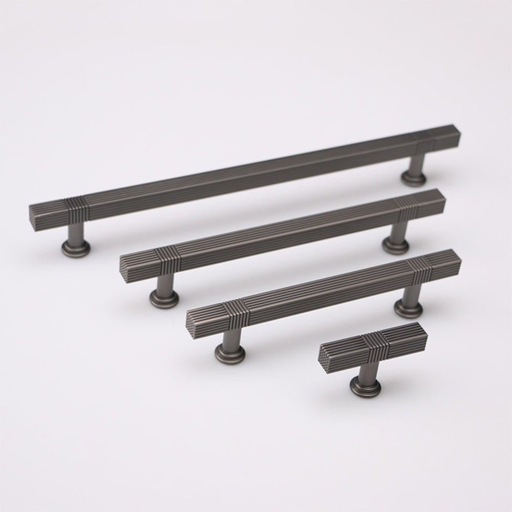 Black Knurled Kitchen Cabinet T Bar Shaped Handles