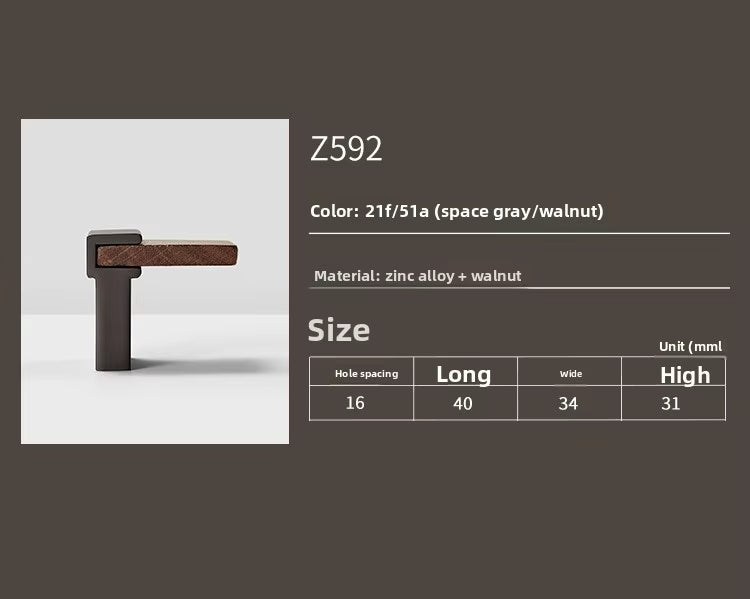 Solid Walnut Wood Cabinet Handles for Wardrobes Drawers
