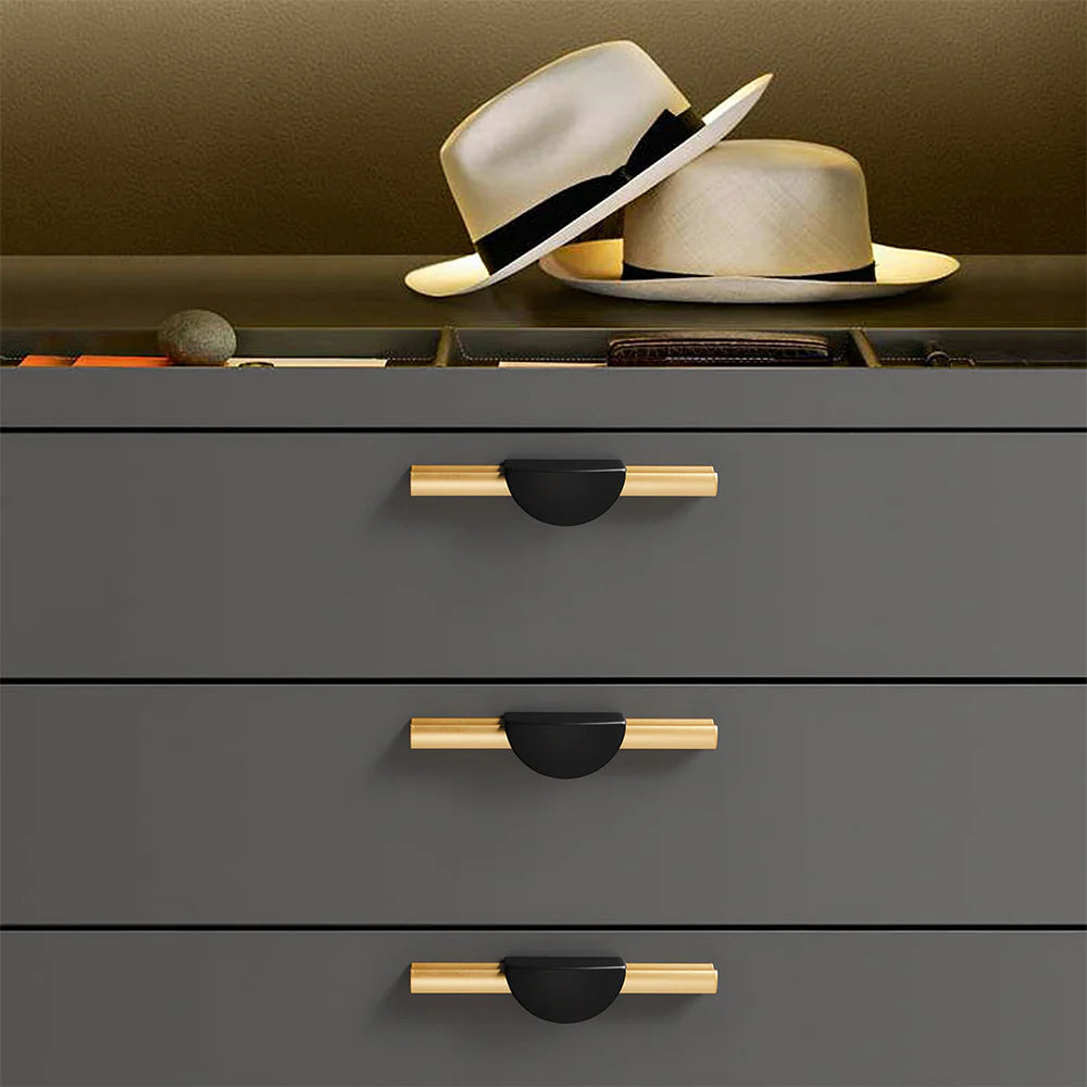 Gold Black Stain Finish Semicircle Shape Cabinet Drawer Handles Pulls