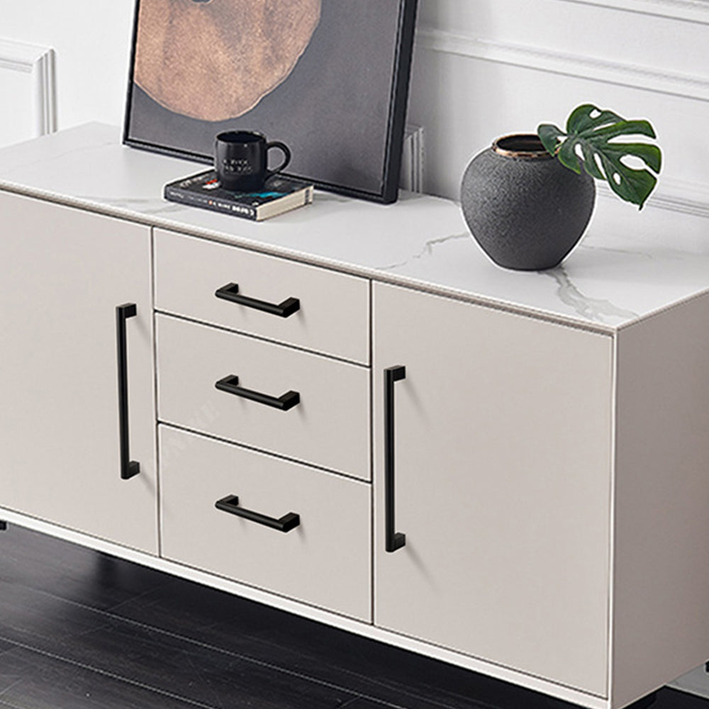 Minimalist Matte Black Finish Aluminum Cabinet Handles For Kitchen