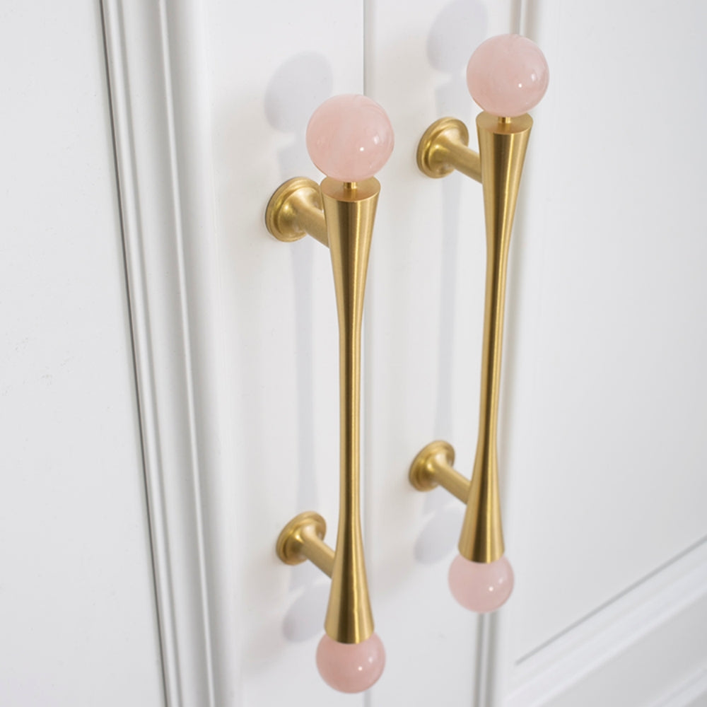 Luxury Pink Crystal Brass Wardrobe Cabinet Pull