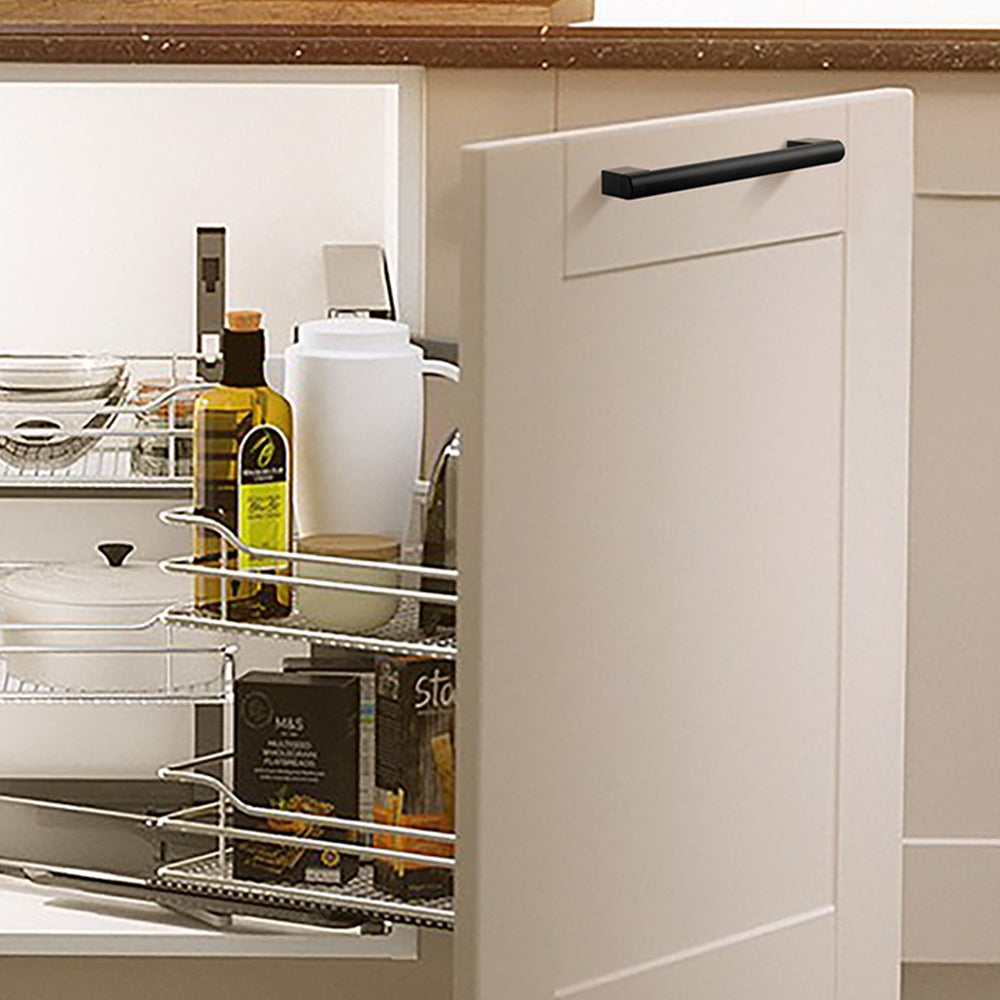 Minimalist Matte Black Finish Aluminum Cabinet Handles For Kitchen