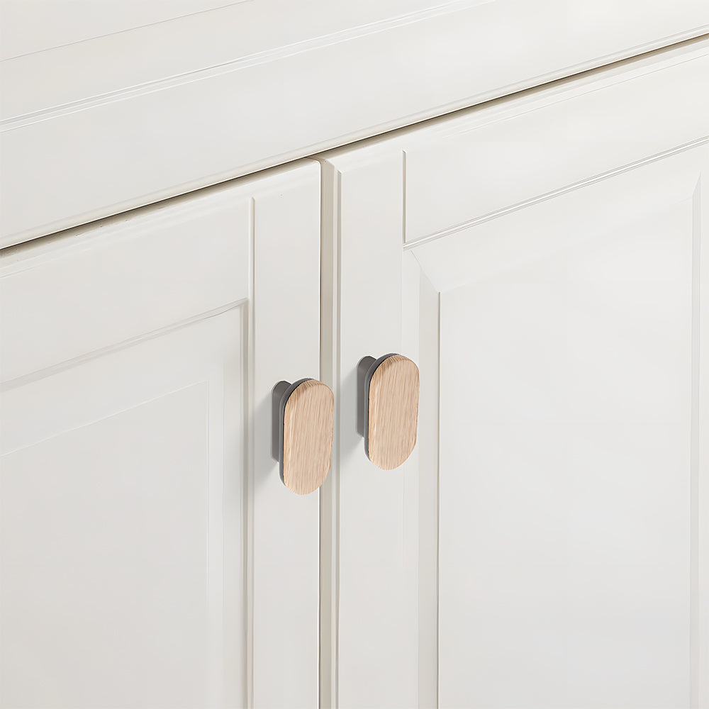 Natural Wood Two-Tone Cabinet Handles & Drawer Pulls for Cupboard