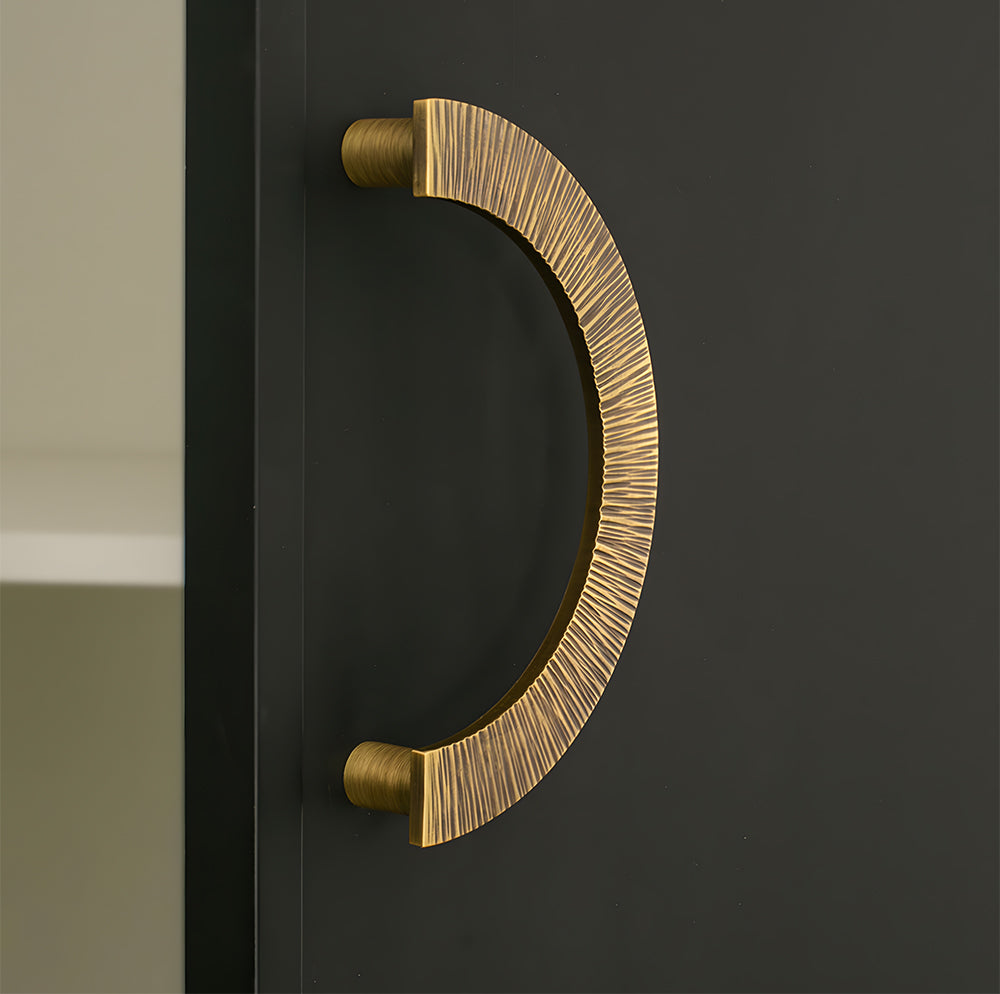 Antique Brass Semi Circle Textured Cabinet Handles