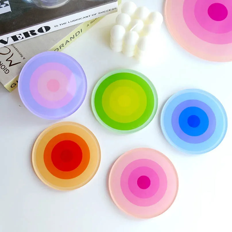 5 Pack Acrylic Anti-Slip Gradient Color Coaster