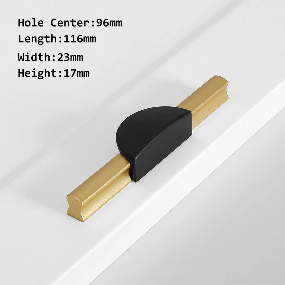Gold Black Stain Finish Semicircle Shape Cabinet Drawer Handles Pulls