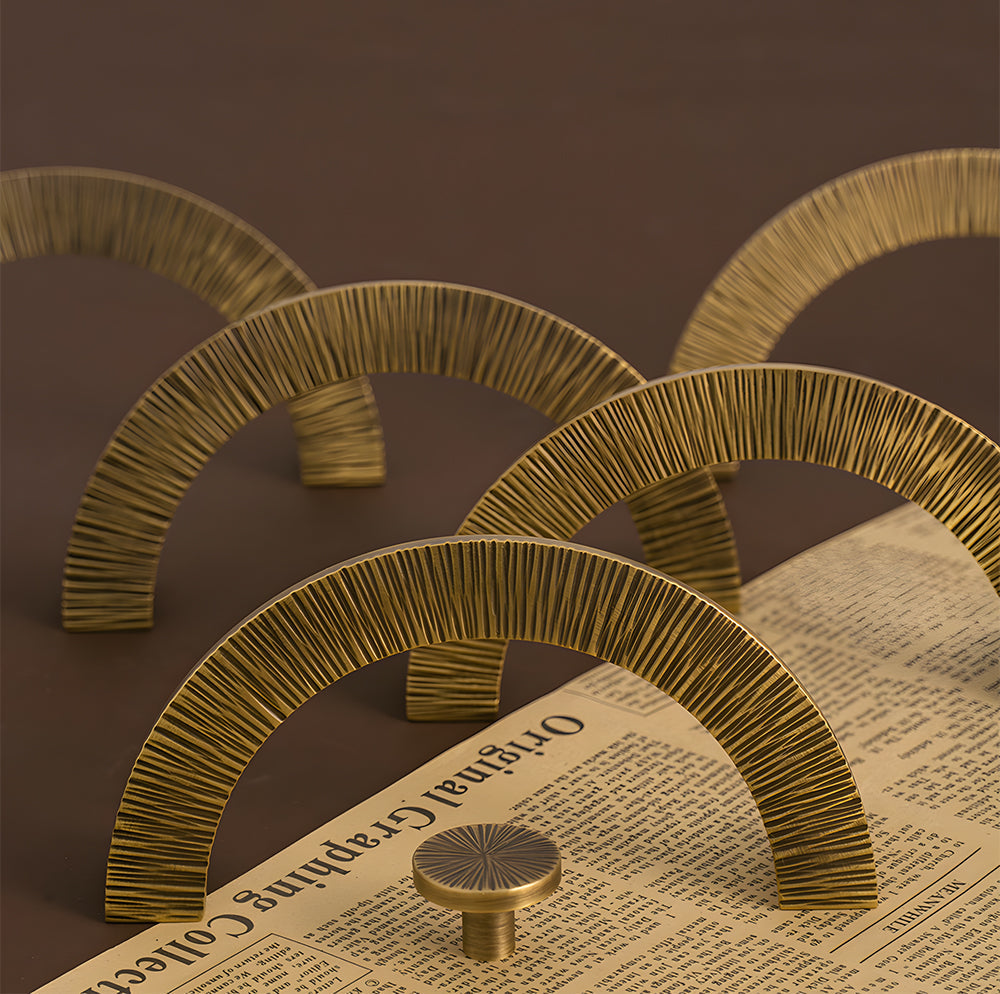 Antique Brass Semi Circle Textured Cabinet Handles