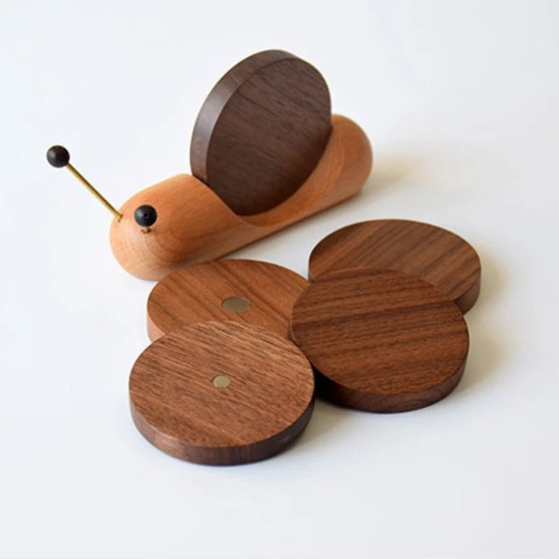 1 Set Wood Cup Mat Snail Shaped Tea Coaster