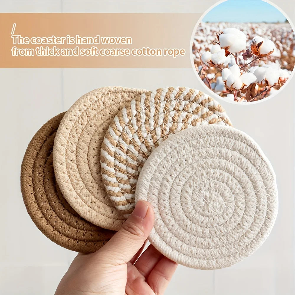 8pcs Brown Absorbent Coasters Set Drink Mats for Coffee
