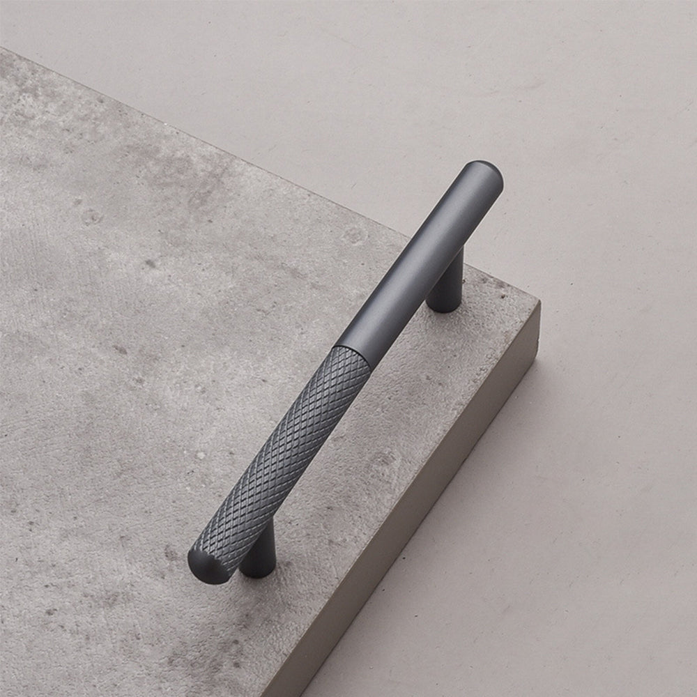 Grey Matte Finish Knurled Kitchen Cabinet Bar Handles