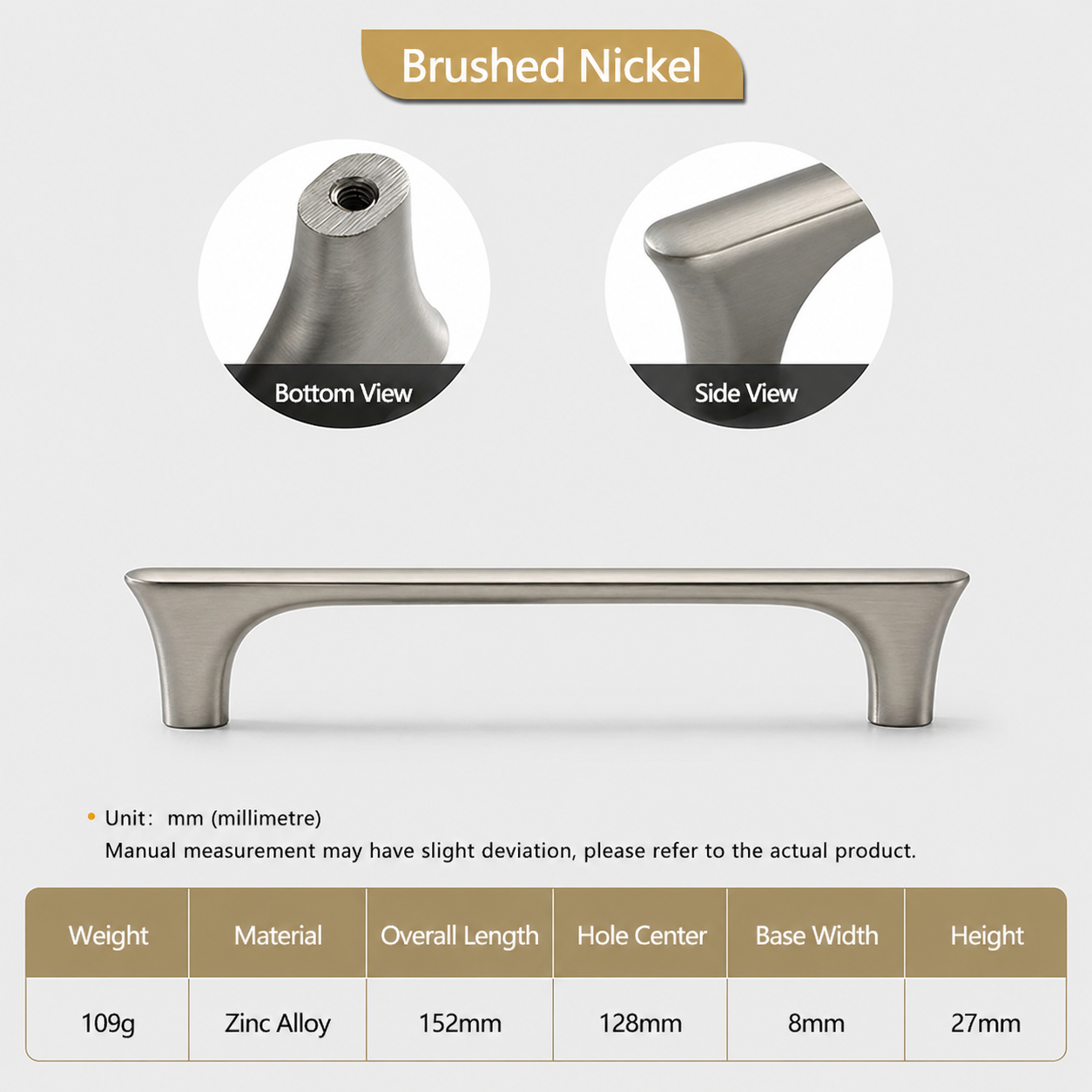 Modern Brushed Nickel Zinc Kitchen Cabinet Cupboard Handles