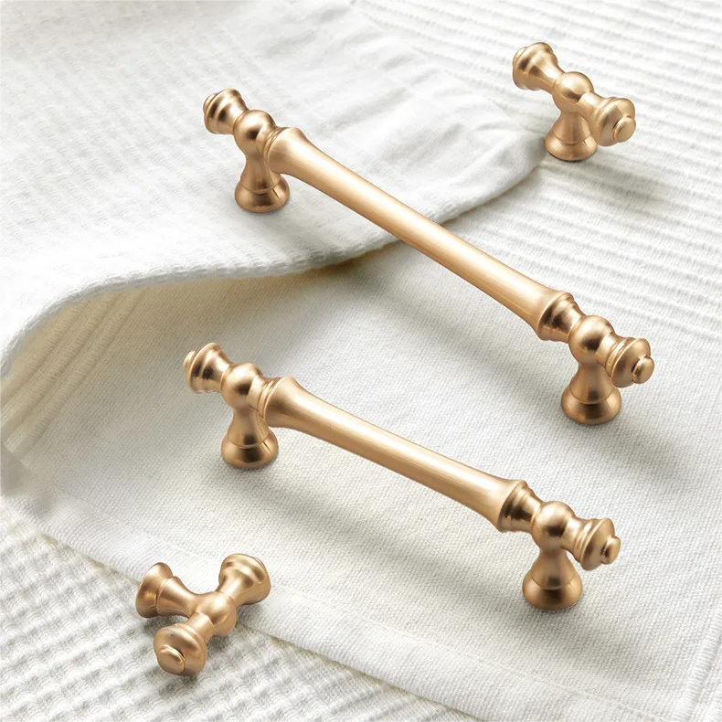 Gold Aluminium Bar Cabinet Door Drawer Handles For Kitchen