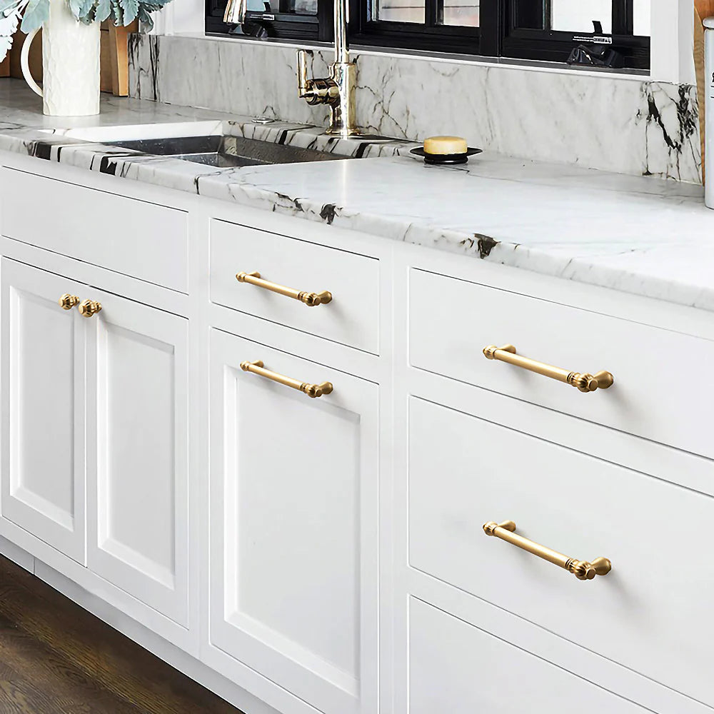 Gold Satin Finish Pumpkin Shape Cupboard Door T Bar Pull Handles