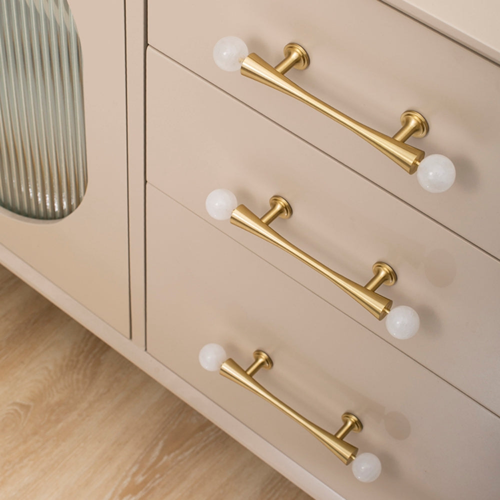 Luxury White Crystal Brass Wardrobe Pulls