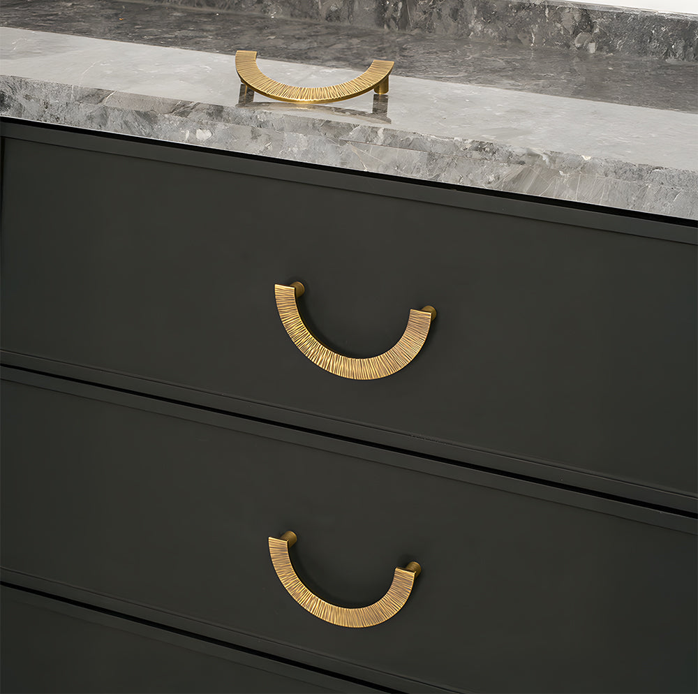 Antique Brass Semi Circle Textured Cabinet Handles